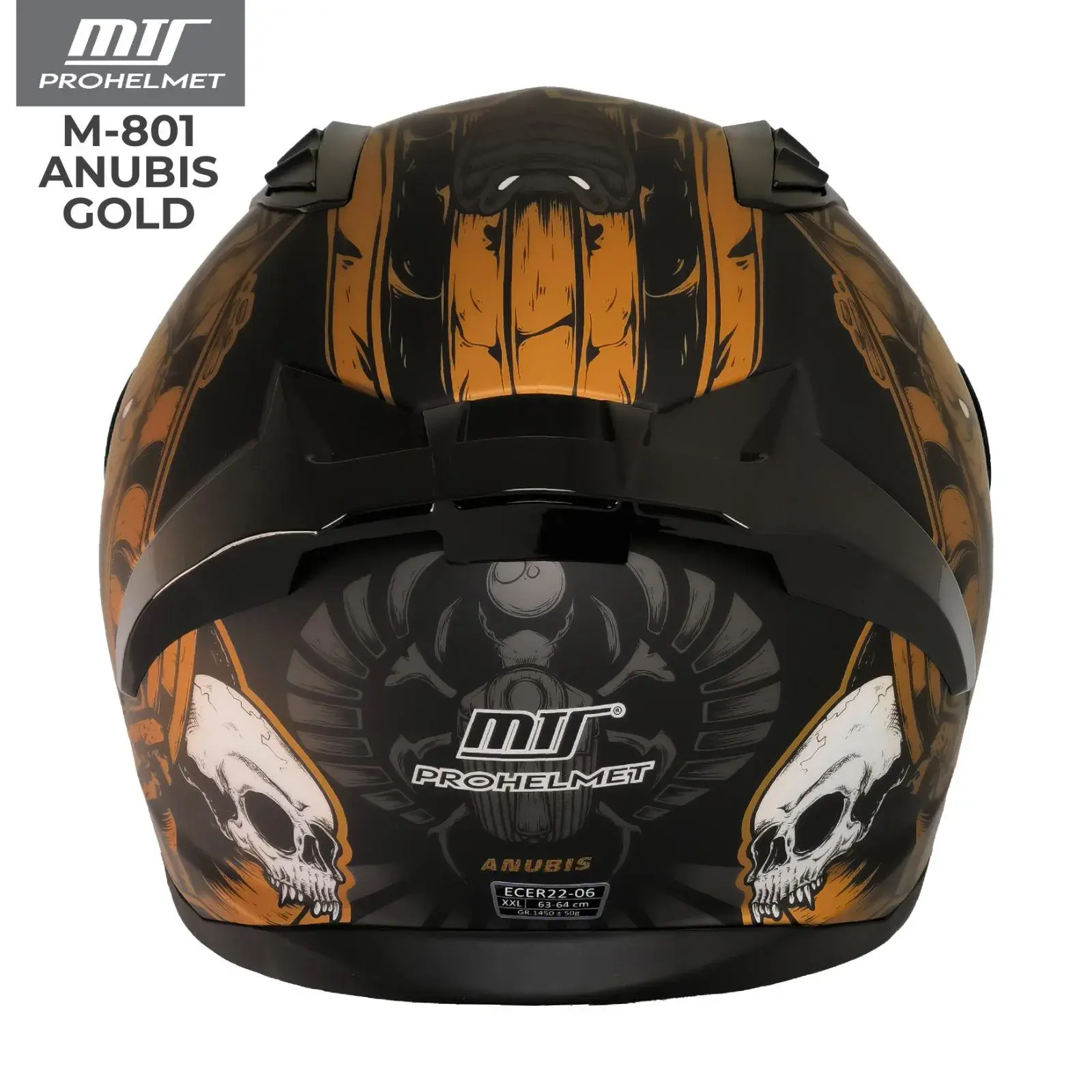 MTS M-801 ANUBIS GOLD MAT FULL FACE KASK  (SİYAH  VİZÖRLÜ)
